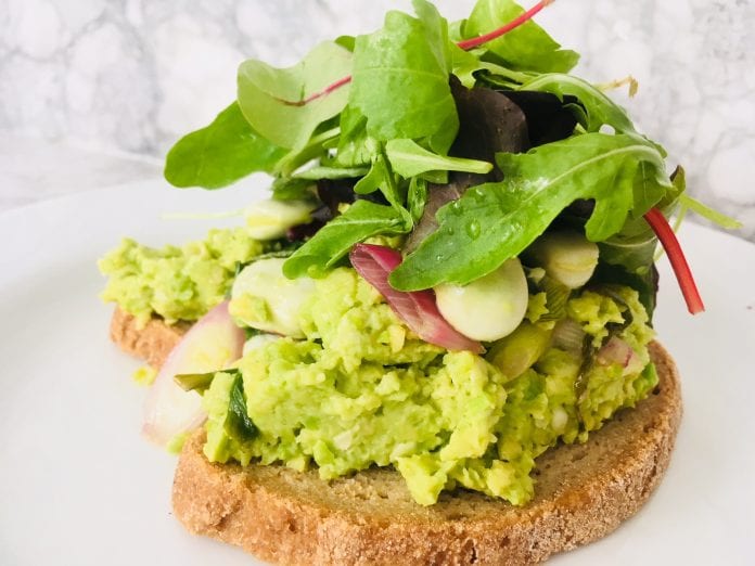 Fibre rich avocado and broad bean recipe